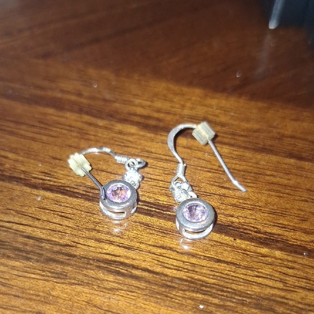 Elegant Silver and Purple Earrings
